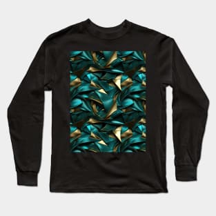 Funky Facade: Trompe-l’oeil Green Turquoise and Gold Long Sleeve T-Shirt